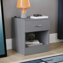 Home Discount Vida Designs Riano 1 Drawer Bedside Chest Cabinet Table Nightstand Coffee Sock Drawers Storage Organisation Display - Grey - Grey - View 10