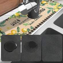1pc Kitchen Lemon Sink Faucet Water Absorption Pad, Drainage Pad, Kitchen, Bathroom Sink, Countertop, Drainage Pad, Diatomite Washbasin, And Cuttable Quick-Drying Pad. - Multicolor - View 9