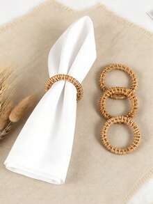 24pcs/12pcs/6pcs Bohemian Style Woven Napkin Rings, Natural Bamboo Fiber Napkin Rings, Vintage Tabletop Napkin Holder, Farmhouse Style Napkin Rings - Ideal Tabletop Decor For Home, Wedding, Holiday And Party - One Size Fits All - View 2
