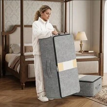 Bedside Storage Bag With PVC Transparent Window, Suitable For Storing Blankets, Quilts, Seasonal Bedding, Shoes, Towels, Sweaters, Shirts, Etc. Foldable Storage Organizer Bag With Handle, Convenient For Use In Wardrobes, Dorms And Home Travel. Essential For Back To School, Graduation, Gifts And Party Storage. Color And Style Random. XL Size 50*40 - View 5