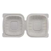 TIYA Clamshell Food Containers - White Bulk 150 Pack 6x6in. - BPA Free Plastic To-Go Storage Containers - Microwavable Hinged Restaurant Takeout Tall Clamshells - Great for Meal Prep - Blanco - Ver 6