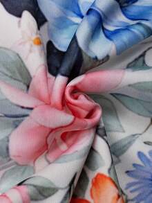 Vestido Casual de Mujer con Estampado Floral Colorido y Ribete en Contraste - Cuello Redondo de Alta Elasticidad, Manga Larga Lavable a Máquina para Todas las Estaciones - amarillo ganso - Ver 5