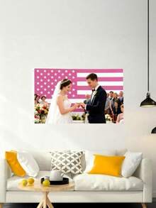 1pc Customized American Flag Tapestry, Personalized Tapestry, Outdoor Customized Tapestry, Can Add Your Own Pictures/Text, Suitable For Indoor And Outdoor, Washable, Lightweight And Breathable, Durable, Fun And Cute, Full Of Love, Unique Customized, Personalized, Ideal Gift For Boyfriend, Girlfriend, Dad, Mom, Home Textile, Create Christmas Home Atmosphere, Breathable And Soft - Multicolor - View 2
