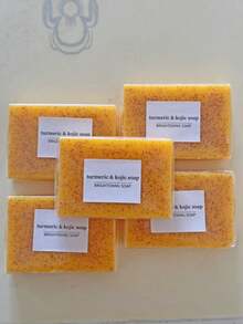 Turmeric Lemon Kojic Acid Soap 100g, Suitable For Face, Body And Hand Wash, Rich Foam Deeply Cleanses And Smoothens Skin, Handmade With Essential Oil - Giữ ẩm - Xem 6
