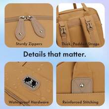 Mochila para pañales con cambiador portátil estuche para chupete y correas para cochecito - Canela - Ver 6