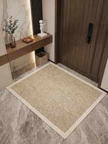 1pc Beige Jute Printed Doormat Kitchen Floor Mat, Non-Slip, Suitable For Home Decor, Living Room, Bathroom, Bedroom Carpet, Area Rug And Outdoor Carpet - 摩卡棕 - 查看 1