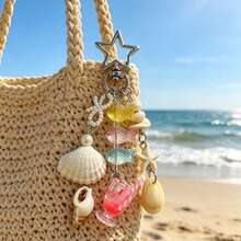 1 pieza Estilo Bohemio Colgante de Cuentas Oceánicas Encanto de Pez Transparente y Colorido Accesorio de Llavero Decoración de Mochila de Verano - Multicolor - Ver 2