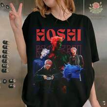 Hoshi Seventeens T-Shirt, New For 2026, Seventeens Hoshi T-Shirt, Retro 90s Bootleg Style, Unisex And Plus Sizes, K-Pop Fan Merchandise, Casual Aesthetic Top By Y2K Magazine - 黑色 - 查看 1