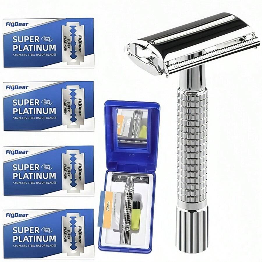 Silvery Zinc Alloy Razor For Women, Stainless Steel Handle, Reusable, Unscented, For Beard And Mustache, Face, Armpit, Bikini, Legs - Tools & Accessories