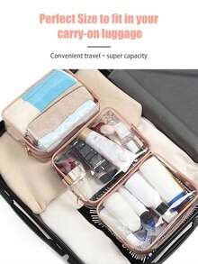 4/3/2/1 Pc S/M/L Fashion Simple Unisex Cosmetic Bag, Waterproof Transparent Makeup Bag, 1 Quart Capacity, Unisex, Carry-On Approved, Ideal For Travel Makeup Storage. - Multicolor - View 4