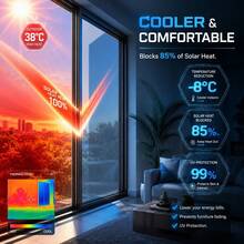 One Way Mirror Privacy Window Film Non Adhesive Static Cling UV Protection Heat Control Sun Block Anti Glare Removable For Home Office Glass Door - 1PC - View 2
