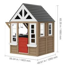 Outdoor Wooden Playhouse, Modern Cedar Playhouse For Age 2-10 Years Kids, Garden Games Cottage, Country Style Cedar Playhouse With Working Door, Window, Flower Pot Holder, Grill, Stove, And Sink - Age 2-10 Years - View 10