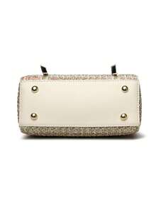 Retro Minimalist Printed Crossbody Bag With Adjustable PU Strap, Flap Closure, New Year - Khaki - View 9