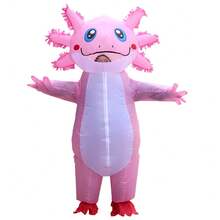 Cute Pink Salamander Cartoon Animal Inflatable Costume For Adults, Standing Riding Design, Holiday Events, Cosplay, Prank, Interactive Prop,Halloween - Multicolor - View 13