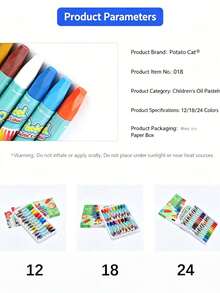 36/24/12 Colors Student Oil Pastel Crayons, Rich And Vibrant Colors. Washable Design, Easily Cleaned From Stains. Suitable For Children's Daily Doodling, Creative Painting, And Various DIY Crafts, Perfect For Home And Classroom Art - Sets - View 10