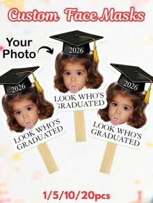 Cartel de mano personalizable, personalizado con fotos individuales y diseño de birrete de graduación 2026, estilo lindo y divertido, regreso a la escuela - Multicolor - Ver 1