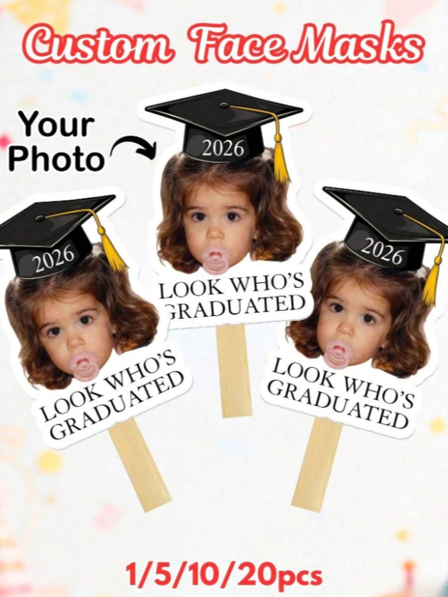 Cartel de mano personalizable, personalizado con fotos individuales y diseño de birrete de graduación 2026, estilo lindo y divertido, regreso a la escuela - Multicolor - Ver 1