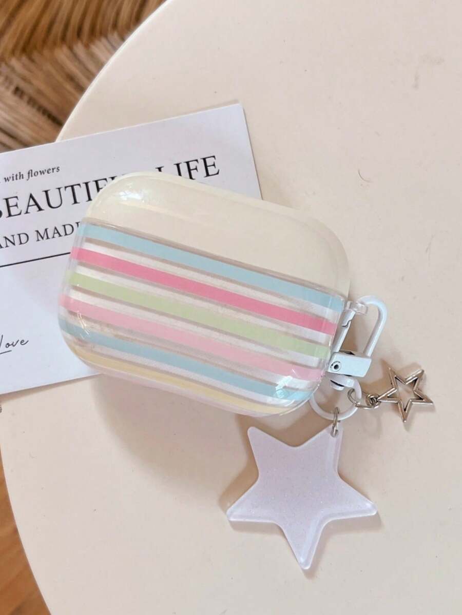 Colorful Striped Protective Case Compatible With Apple 4/Pro 3/Pro 2/3rd Gen/2nd/1st Gen Wireless Bluetooth Earbuds - Color - View 1