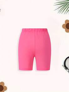 2pcs/Set Cute Cartoon Print T-Shirt & Shorts Set For Teen Girls - Teen Girls Clothing Spring/Summer New Arrival - Hot Pink - View 7