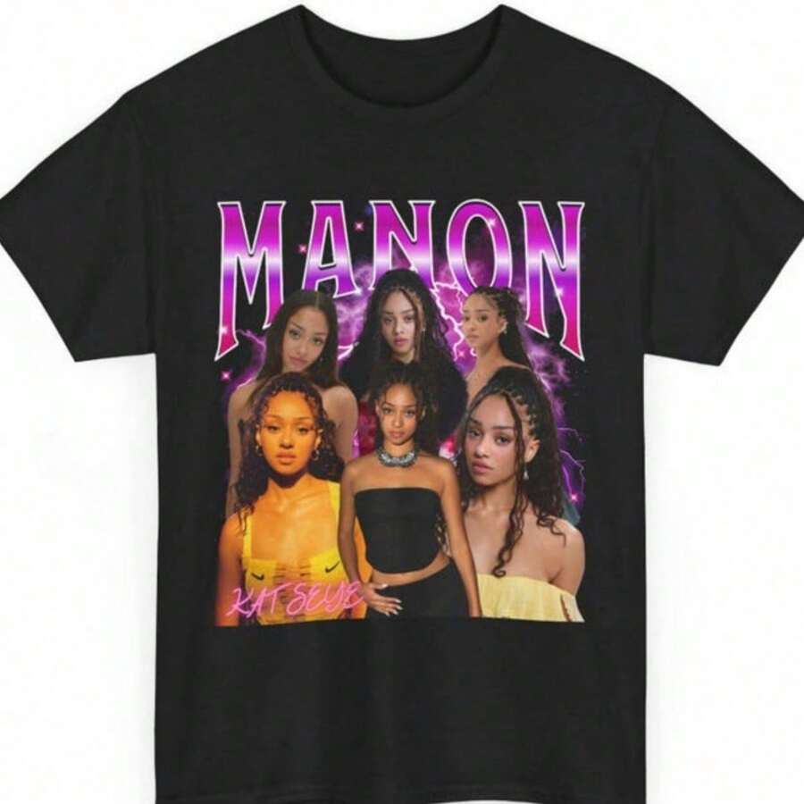Manon Retro Tee_ Katseye Merch, Loose Fit Retro T-Shirt - 後四人組 - 查看 1