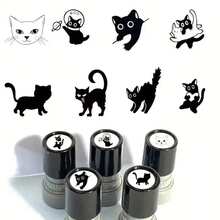 Cute Cartoon Cat Black Stamp For Journal Decoration, Handmade Collage Material For Scrapbooking, Stamp Pad. - A10 - View 4