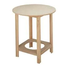 Interior Table ronde avec accoudoirs en bois naturel non verni – Dimensions : 60 x 60 x 75 cm – Design classique et fonctionnel pour salons, chambres et espaces cosy – Idéale avec un brasero, une jupe de lit et un tapis personnalisé – Structure en bois massif résistante à l'usage quotidien – Finition naturelle non traitée, personnalisable selon votre style de décoration. - Bois - Voir 1