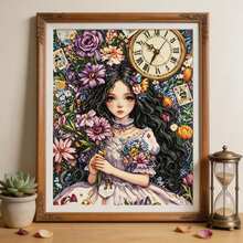 Fairy Tale Girl Floral Cross Stitch Kit, Beginner DIY Handmade Embroidery, Living Room Bedroom Decorative Painting - Multicolor - View 5