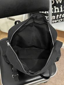 Large Capacity Multi-Pocket Tote Shoulder Bag | Cream Nylon Bag With Silver Zipper Details | Work/School/Travel | Durable Bag,Y2k - Multicolor - View 8