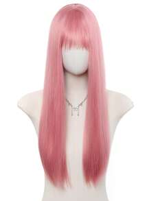 Wig Sintetis Panjang Lurus Warna Pink Keemasan dengan Poni untuk Wanita, Serat Tahan Panas, Cocok untuk Penggunaan Sehari-hari/Cosplay/Pesta/Lolita - MultiWarna - View 11