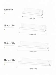 Estante de acrílico transparente para discos de vinilo, repisa flotante montada en la pared para exhibir álbumes LP, estante de pared de acrílico sin instalación de taladro o tornillo, herrajes incluidos, 4 tamaños & múltiples opciones de paquetes - Ver 2