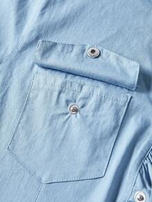 Blusa de mezclilla con volantes para mujer, casual de primavera - Azul - Ver 12