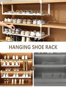 1pc Expandable Shoe Rack - Space-Saving Metal Storage Organizer With Adjustable Shelves, Classic Design Suitable For Home And Office, No Assembly Required, Shoe Storage Organizer, Shoe Cabinet - Multicolor - View 6