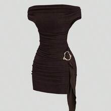 dagjydgfyja  Nuevo vestido marrón de primavera/verano para mujer, con estilo retro, elegante, cómodo y de ajuste ceñido - Marrón - Ver 2