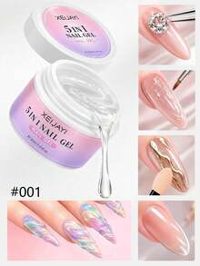 1 buah 30ml Kutek Gel Perekat Multifungsi Keras, 5-in-1 dengan Lapisan Atas, Penguat, Penguat Bubuk, dan Perekat Rhinestone - Desain Tanpa Lap - Clear - View 2