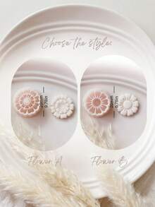 1/2pcs Multi-Layer Heart & Petal Polymer Clay Cutting Molds, Bohemian Style Handmade Multi-Layer Daisy & Heart Earrings, Perfect For Spring And Rustic Style Jewelry Making - White - View 3