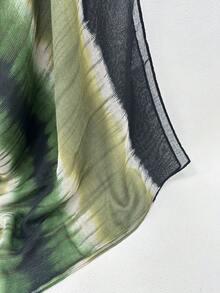 1pc Women's Printed Scarf, Lightweight All-Season Style, Contrast Color Gradient, Soft & Comfortable, Spring/Autumn Sun Protection Shawl, Head Wrap - Olive Green - View 6