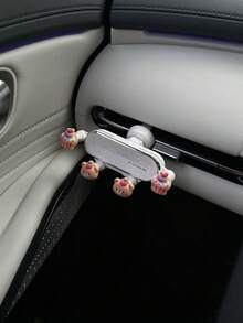 1個仿真甜點甜甜圈車用手機支架，卡通熊DIY奶油膠樹脂裝飾配件，車用出風口手機導航支撐架，通用夾式車用手機支架，360°旋轉穩定導航支架，車內裝飾與收納 - A - 查看 1