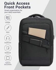 Large Laptop Backpack For Men Women 15.6 Inch Laptop Bag Padded Computer Rucksack With USB Charging Port Multiple Pockets For Work School Travel Use - Black - View 5