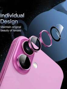 3pcs Pink CD Pattern High Definition Transparent Full Protection Camera Lens Protector, Compatible With Phone Cases, Suitable For IPhone 17 Pro Max 17 Pro 17 Air 17 16 Plus 16 15 14 13 12 11, Fashion Phone Accessory - Hot Pink - View 6