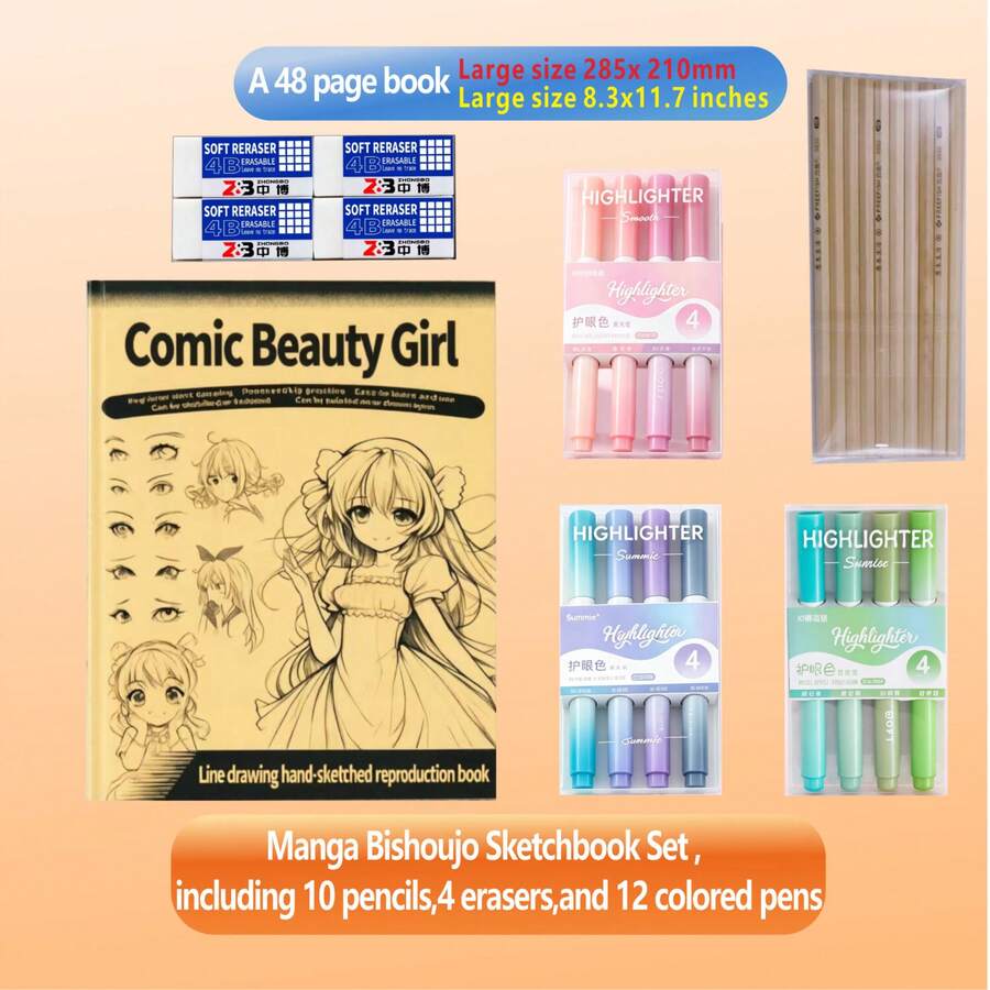 (Beginner, Novice) Essential For Art Students, Multi-Style Manga Drawing Book Set, High-Quality Drawing Paper, Can Trace, Can Color, Pen Control Practice, Manga Tracing Book, Hand-Drawn Anime Character Line Art Practice Book, Drawing Copy Book, Line Drawing Sketchbook, Drawing Book, Beginner Practice Focus, Super Stress-Relieving - Drawing Book - View 1