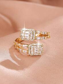 1 buah Cincin Terbuka Elegan Mewah Ringan untuk Wanita, Desain Niche, Cincin Jari Telunjuk Serbaguna Kelas Atas, Aksesori untuk Komuter - JZ22083 - View 4