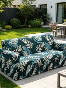 1pc Printed Ruffle Edge Full Coverage Elastic Sofa Cover, Dust-Proof And Stain-Resistant, Stretchable One-Piece Full Coverage Sofa Protector, Living Room Home Decor, Machine Washable - Royal Blue - View 3