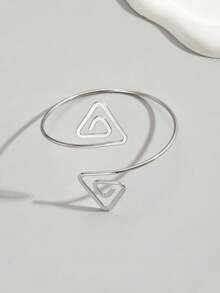 1pc Women's Metal Geometric Creative Design Fashion Niche Arm Cuff Suitable For Daily Wear - Silver-b777 - View 3