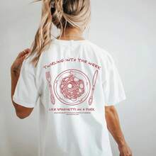 Camisetas con Estampado de Espagueti y Frases Divertidas, Camisetas Vintage de Algodón para Mujer, Camiseta Linda con Diseño de Comida Italiana, Camiseta Gráfica de Manga Corta Unisex-llilys-llilys OPFG - Blanco - Ver 10