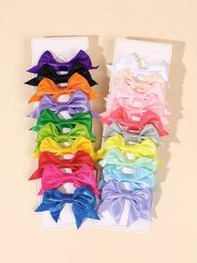 20pcs Colorful Ribbon Hair Bows For Girls Y2k Style Alligator Clips Glossy Mini Hair Clips Light/Dark Color Barrettes Simple Plain Hairpins School Student Daily Headwear Delicate Gift Teens Hair Accessories(Product Without Card) - Multicolor - View 8