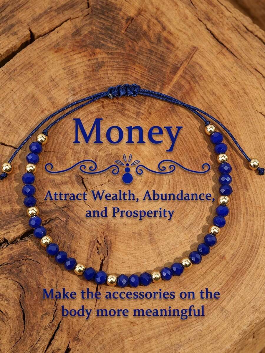 YAUKIA Pulsera Vintage de Lapislázuli Creatividad, Pulsera Ajustable, Trae Sentimientos de Paz Profunda, Joyería Simple de Verano para Yoga y Meditación - Multicolor - Ver 1