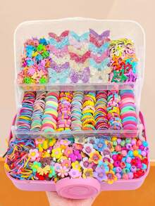 650/10 Stücke Set rosa Schmetterling Haarzubehör, hoch elastische Haargummis, verschiedene Stile Haarspangen, süß und niedlich - geeignet für Mädchen und Frauen, Alltag, Schule, Urlaub, Verabredung - Verschiedenfarbig - Übersicht 12
