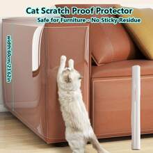1 Roll Cat Scratch Couch Furniture Protector, Self-Adhesive & Cuttable Furniture Scratch Protector Pad, Wear-Resistant Wall & Sofa Guard, Multi-Functional Cat Scratcher 196 * 17.72in - 45*300 - View 4