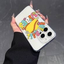 Funda para teléfono: Una funda transparente, a prueba de caídas, con impresión UV de alta definición que presenta "SOFTBALL VIBES" en texto colorido y un diseño de pelota de softbol amarilla, realzada con flores multicoloridas. Compatible con iPhone 17/16e/16/15/14/13/12/11 Pro/Pro - transparente - Ver 6