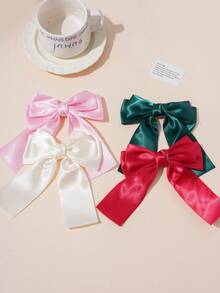 4PCS Women's Ballet Style Bow Hair Clips Satin Ribbon Long Tail Hair Clips Sweet Tassel Elegant Versatile Hair Accessories,Clips For Hair - Multicolor - View 6